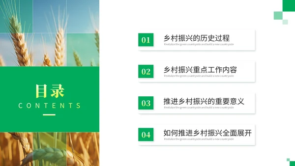 绿色简约商务乡村振兴建设新农村农业发展党课ppt模板