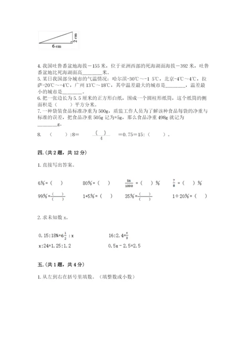 西师大版六年级数学下学期期末测试题精品（有一套）.docx