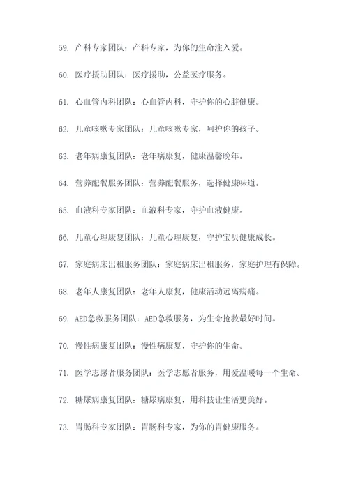 医学生团队名称和口号简短