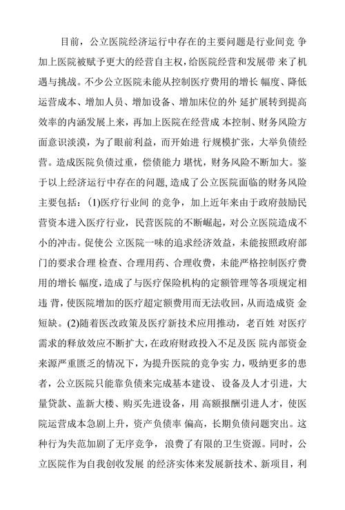 浅议公立医院财务风险及其防范