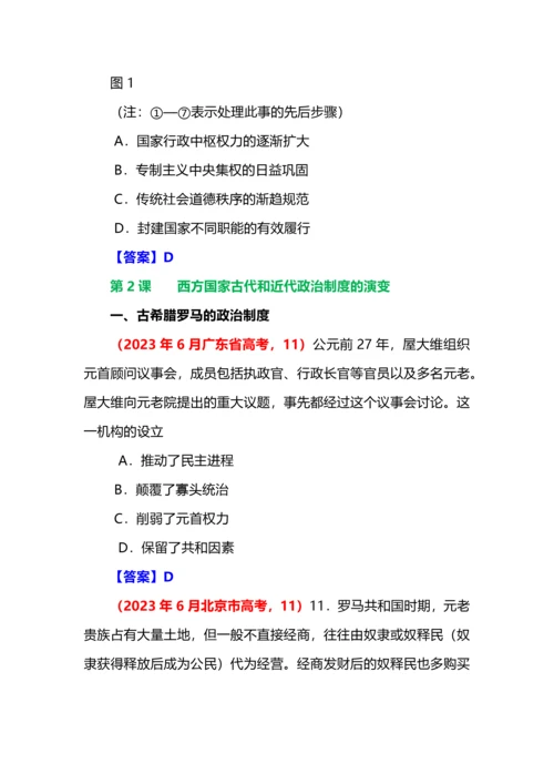 2022—23年统编新教材全国各地高考历史真题分单元汇集之选必1.docx