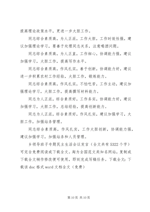 乡领导班子专题民主生活会议讲话.docx