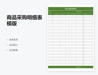 商品采购明细表模版