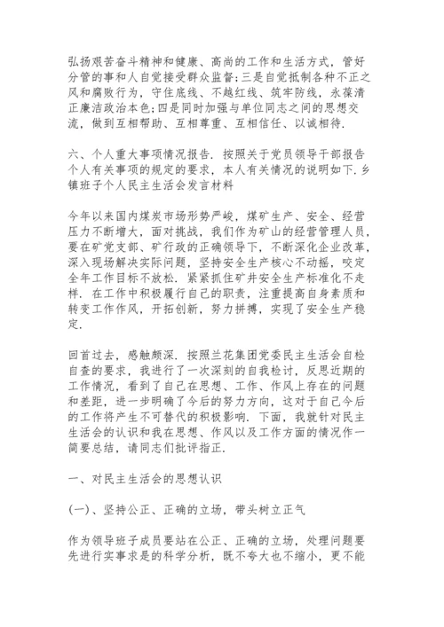 乡镇班子个人民主生活会发言材料.docx