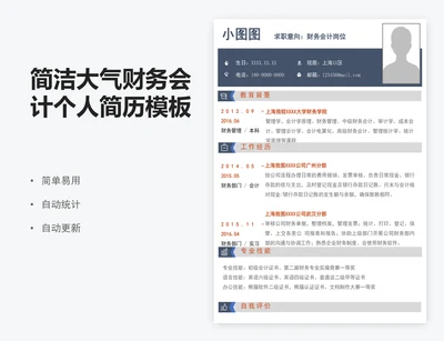 简洁大气财务会计个人简历模板excel简历