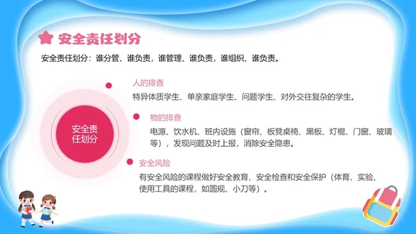 蓝色简约剪纸校园安全培训主题班会小学生校园安全PPT