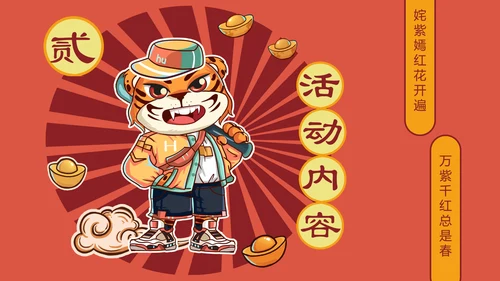国潮新风金虎贺岁通用PPT模板