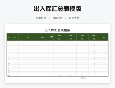 出入库汇总表模版