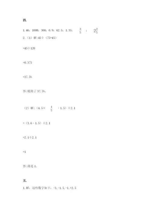 小学毕业班数学检测题附答案（考试直接用）.docx