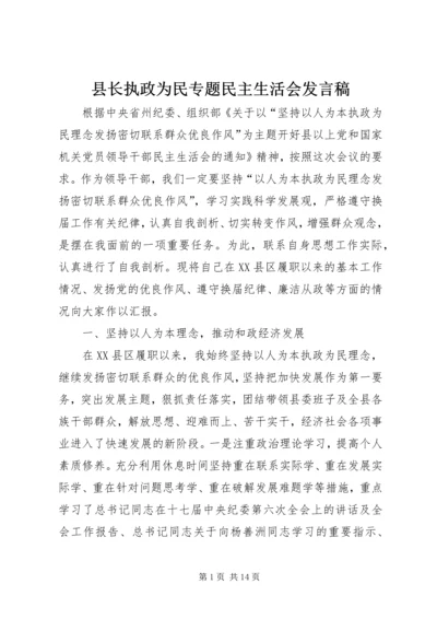 县长执政为民专题民主生活会发言稿.docx