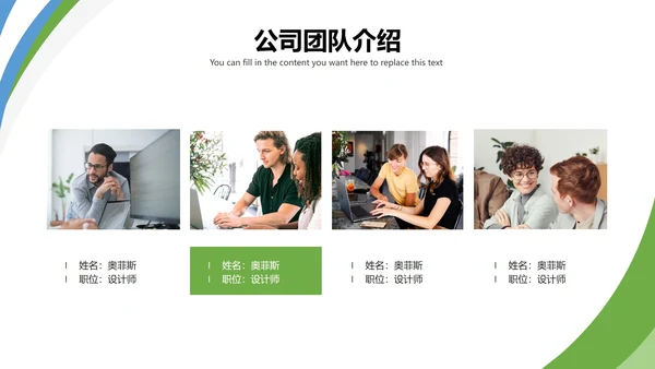 商务公司团队人物介绍PPT模板
