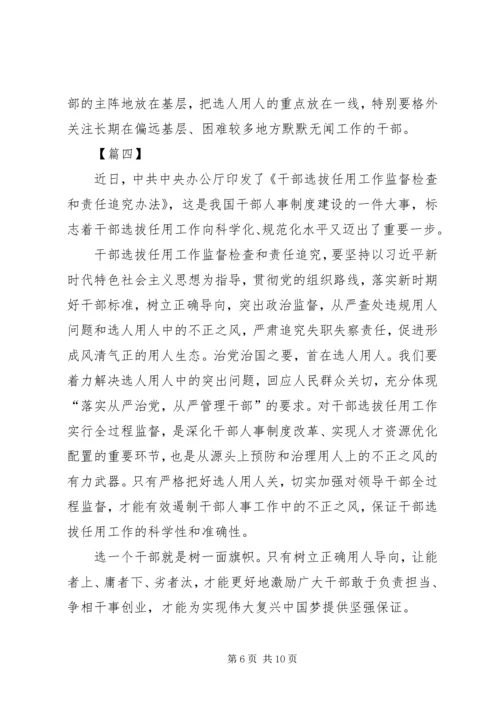 学习《干部选拔任用工作监督检查和责任追究办法》心得体会七篇.docx