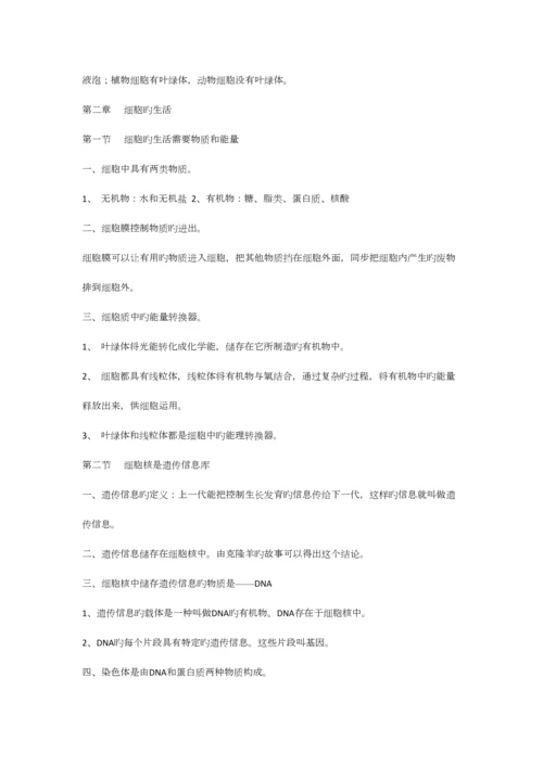 2023年初一上册生物知识点总结大全背诵.docx