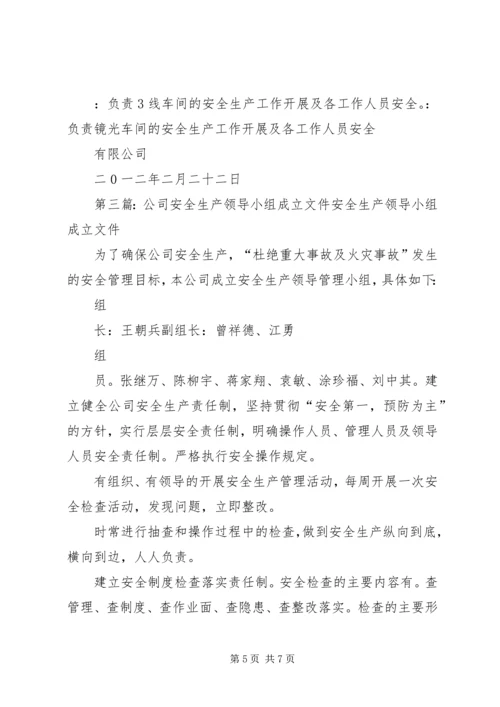 关于公司成立安全生产小组的管理规定.docx