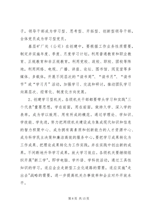 煤矿创建学习型企业工作规划.docx