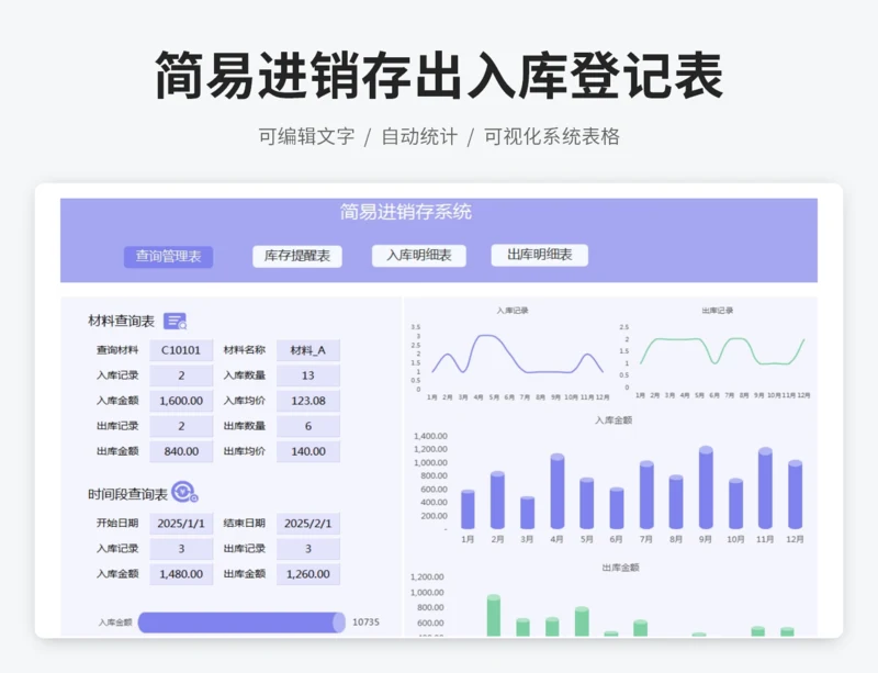 简易进销存出入库登记表