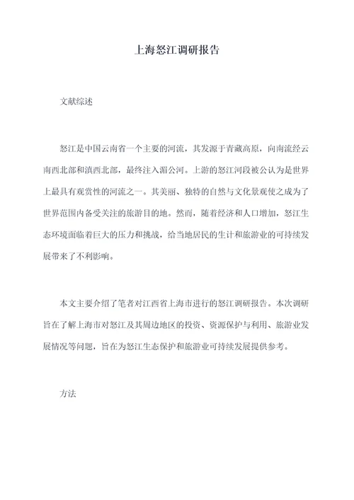上海怒江调研报告