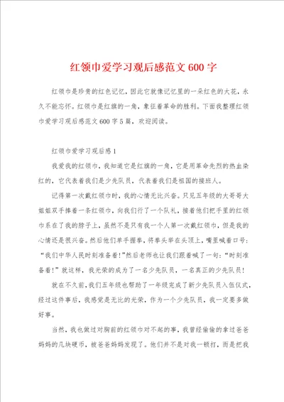 红领巾爱学习观后感范文600字