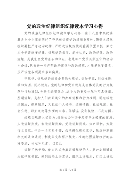 党的政治纪律组织纪律读本学习心得.docx