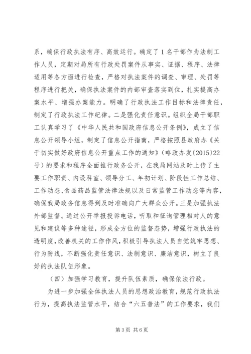 县食品药品监督管理局关于行政执法自查情况的报告.docx