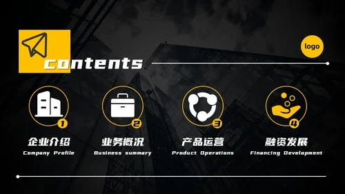 黄黑配色高端商业计划书通用PPT模板