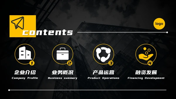 黄黑配色高端商业计划书通用PPT模板