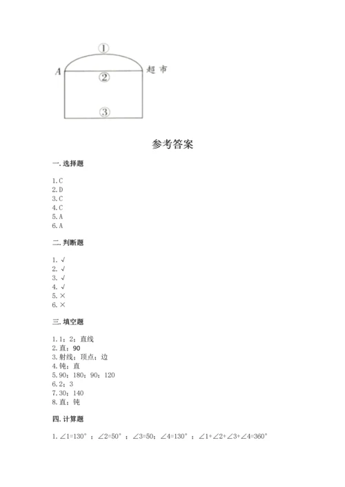 北京版四年级上册数学第四单元 线与角 测试卷含答案（模拟题）.docx