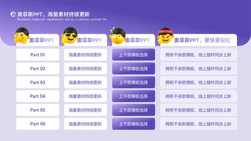 卡通风渐变紫插画风评优评先PPT套装