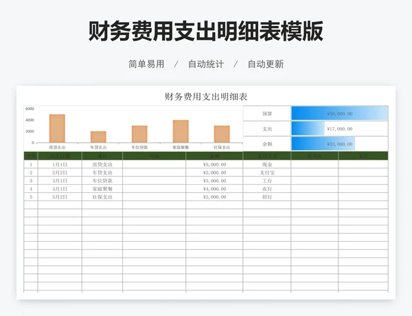 财务费用支出明细表模版