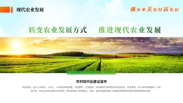 绿色简约农村现代化乡村建设农业发展ppt模板