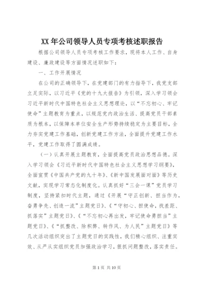 XX年公司领导人员专项考核述职报告.docx