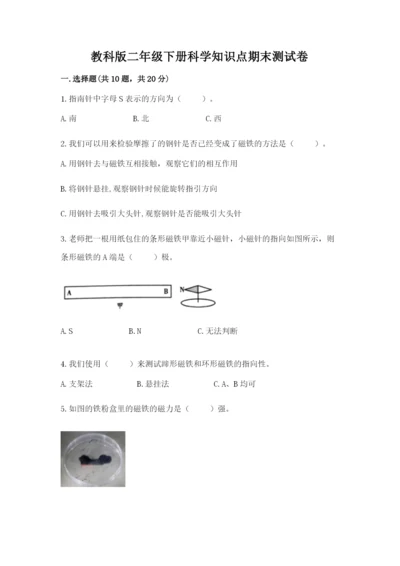 教科版二年级下册科学知识点期末测试卷（模拟题）.docx