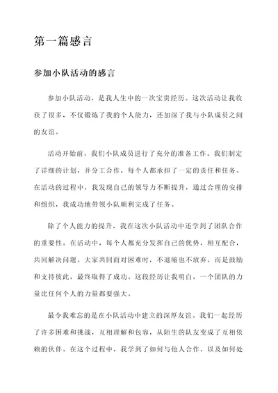 参加小队活动的感言