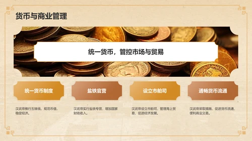 橙色复古风汉武帝-刘彻人物介绍PPT模板