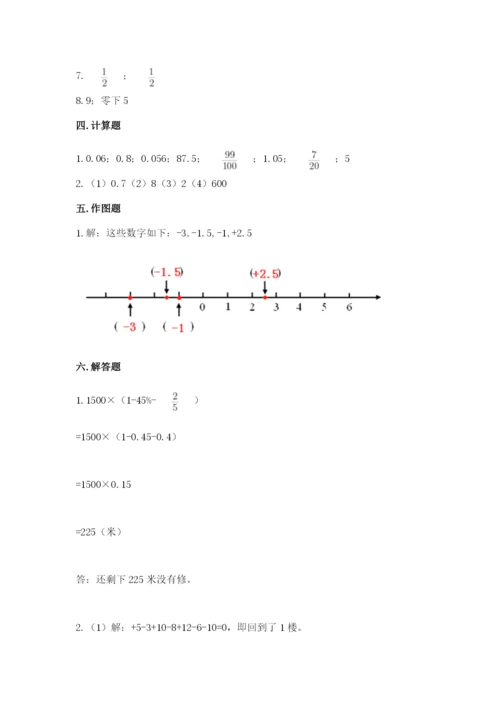 六年级下册数学期末测试卷（名师系列）.docx
