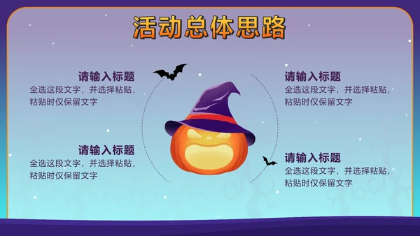蓝色卡通狂欢万圣节活动方案PPT模板