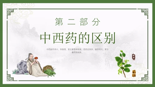绿色中国风古风神奇中草药主题班会PPT模板中医药