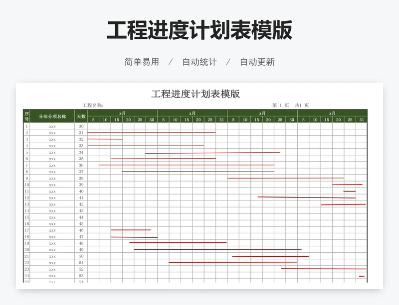 工程进度计划表模版