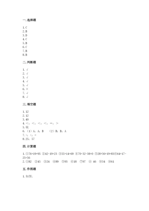 2022人教版二年级上册数学期中测试卷附参考答案（培优）.docx