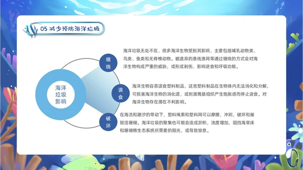 蓝色卡通插画教育课件守护蓝星海好有你动态PPT海洋