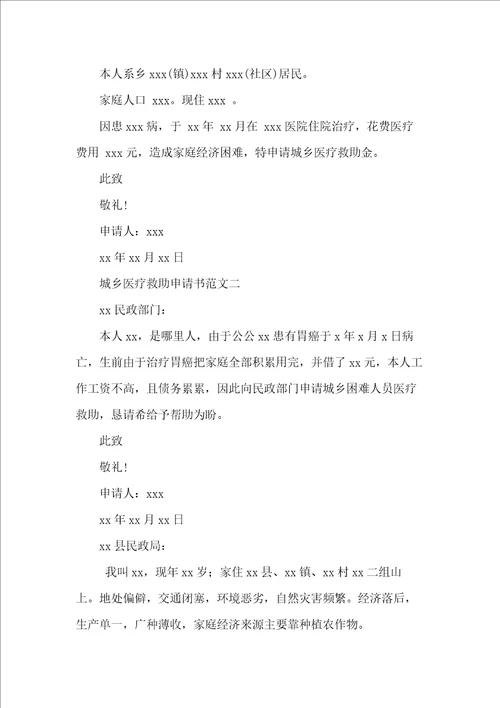 20xx医疗救助申请书3篇