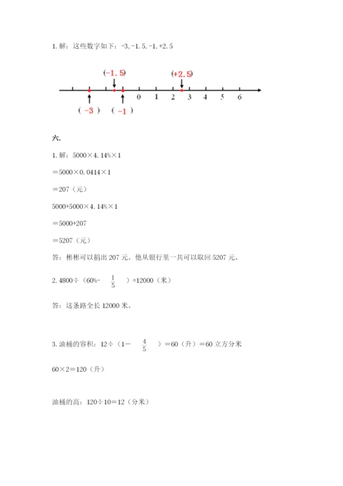 六年级毕业班数学期末考试试卷完整版.docx
