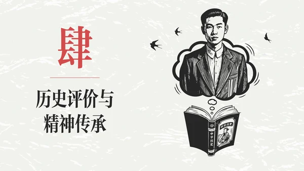 红黑色插画简约陈独秀人物介绍教学课件