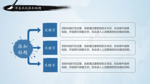 青花色中国风水墨荷花国学文化PPT模板