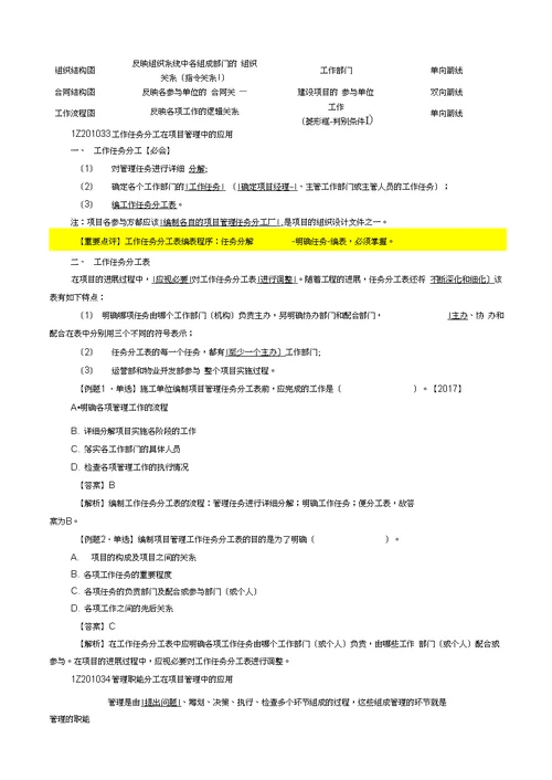 2018一建项目管理建设工程项目的组织重点