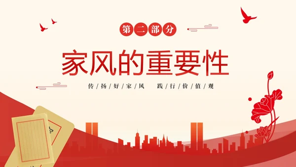 红色大气简约家庭助廉廉洁文化进家庭清廉治家PPT