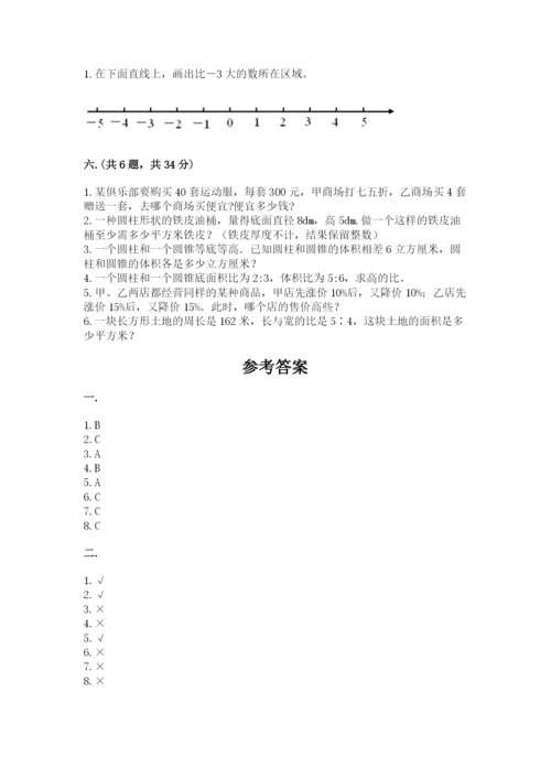 小学六年级数学摸底考试题附完整答案【网校专用】.docx