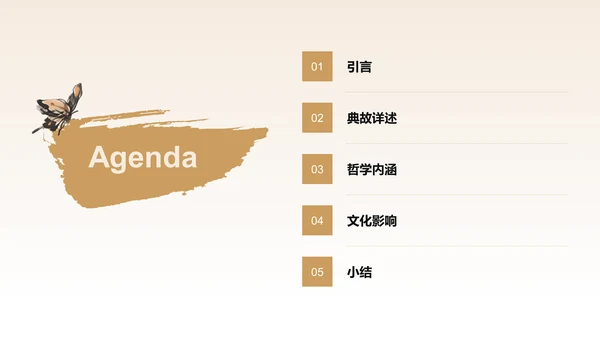 橙色水墨风庄周梦蝶-中华典故赏析PPT模板