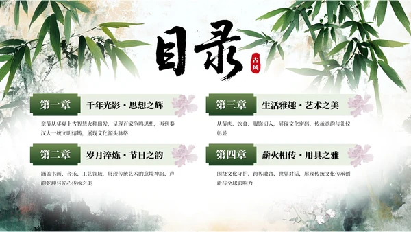 绿色系中式水墨风浮光吟PPT模板