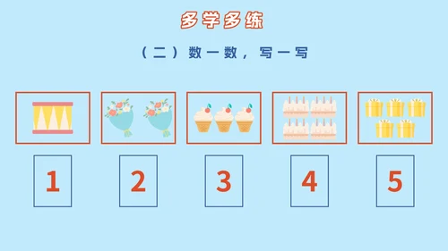 人教版小学一年级第一课时1~5的认识PPT模板